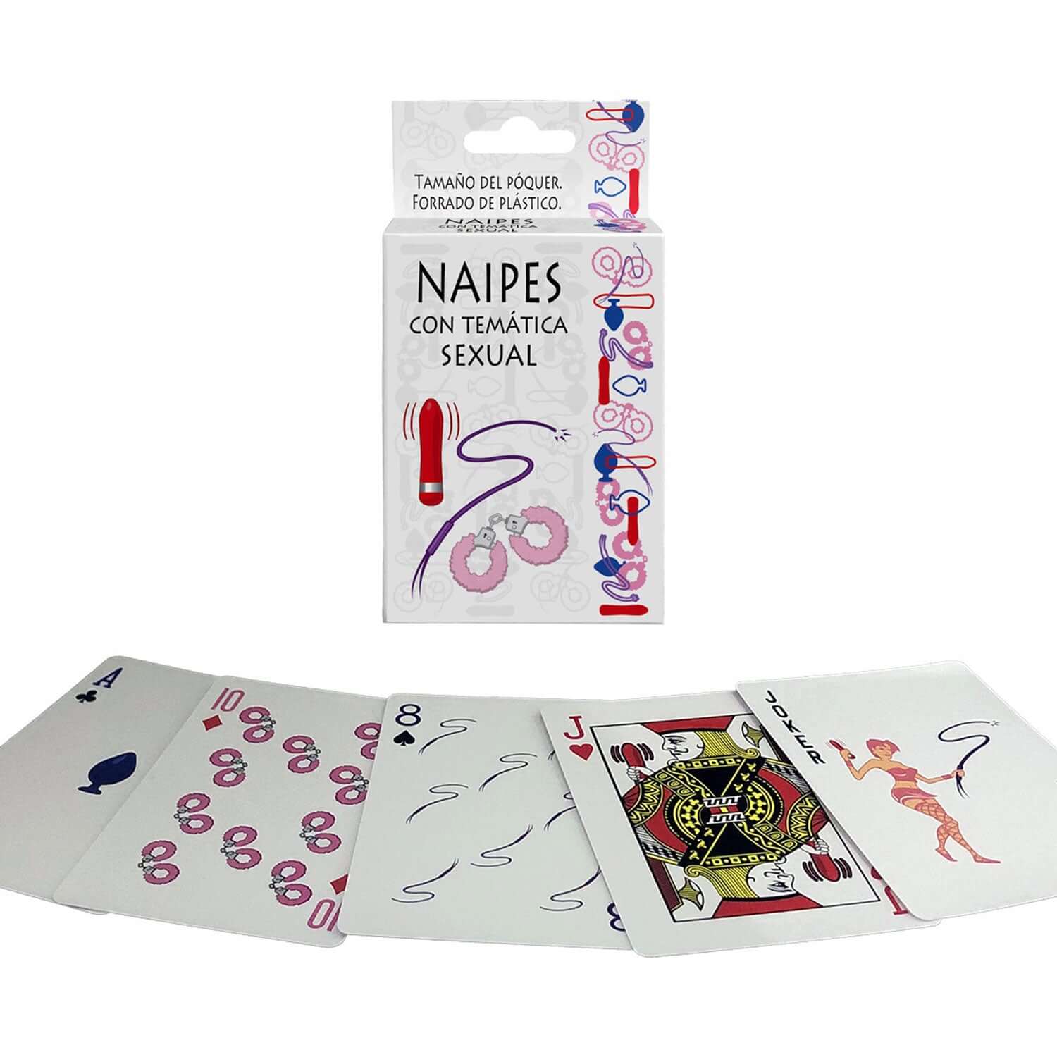 Baraja de cartas Naipes con Temática Sexual mostrando cartas con diseño erótico para juegos de adultos, como strip poker.