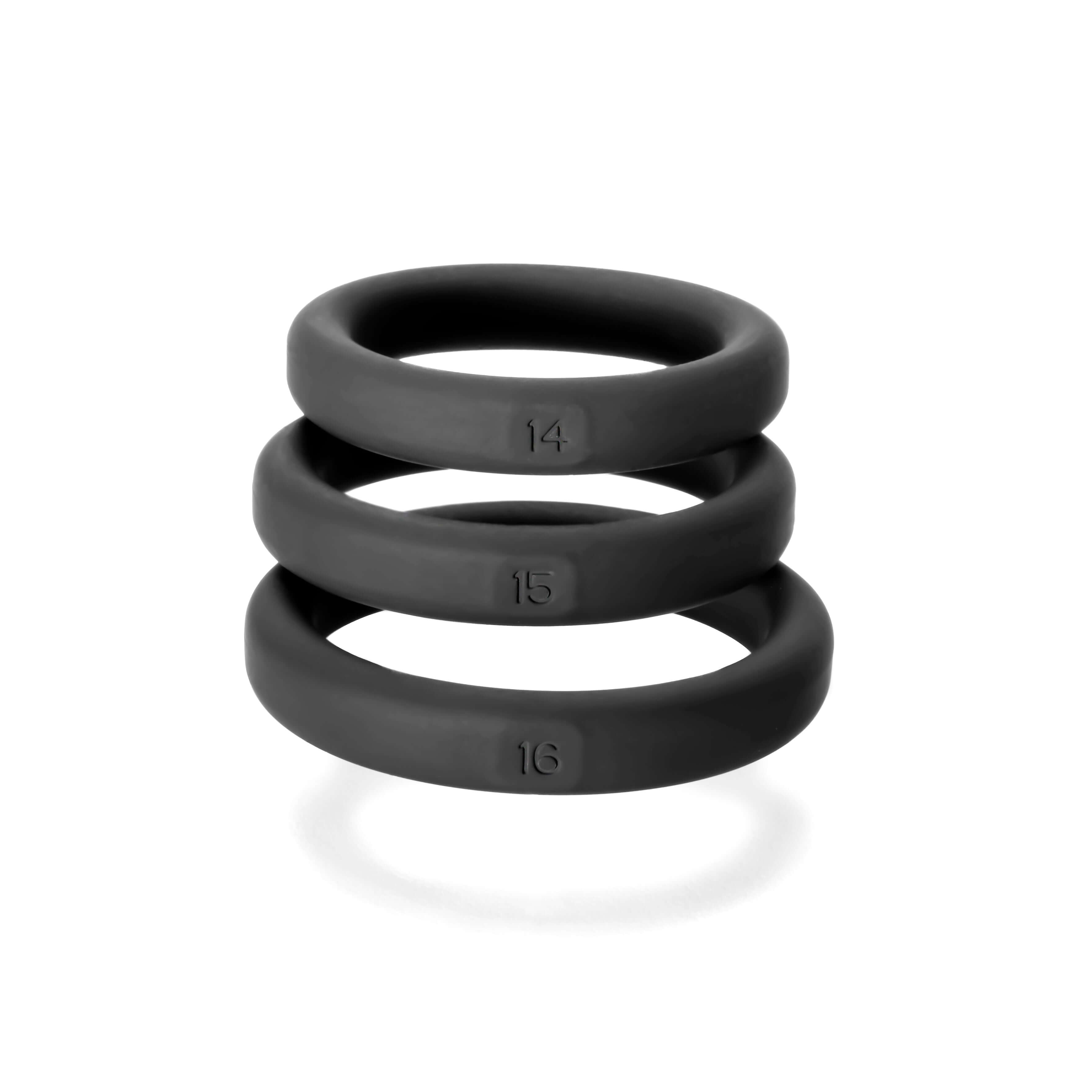 Xact-Fit 3 Premium Silicone Cock Rings Sizes 14, 15, 16 - Perfect Fit for Comfort and Performance