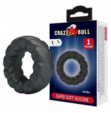 Jeriko Cockring Super Soft Silicone in black packaging, designed for comfort and performance enhancement.