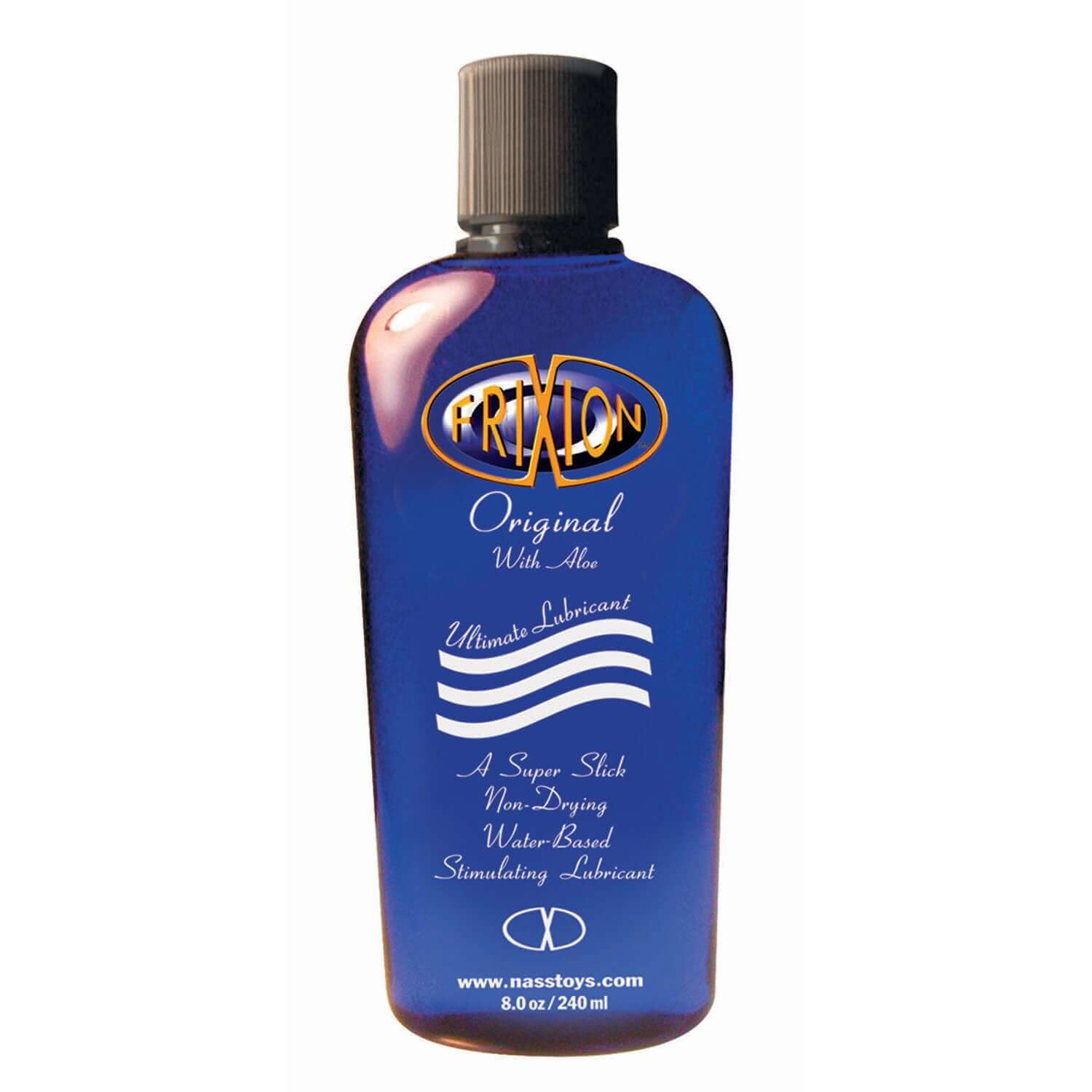 Frixion Ultimate Water Based Lubricant 8 Oz bottle featuring a sleek design and smooth aloe-based formula.