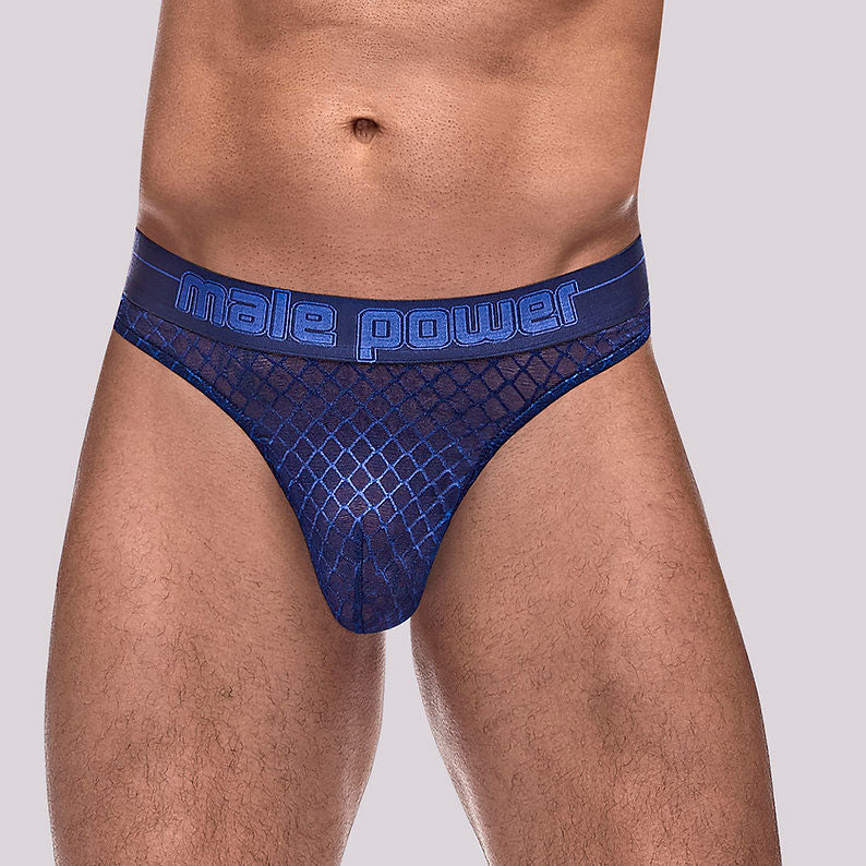 Diamond Mesh Thong - Navy - L/xl-0
