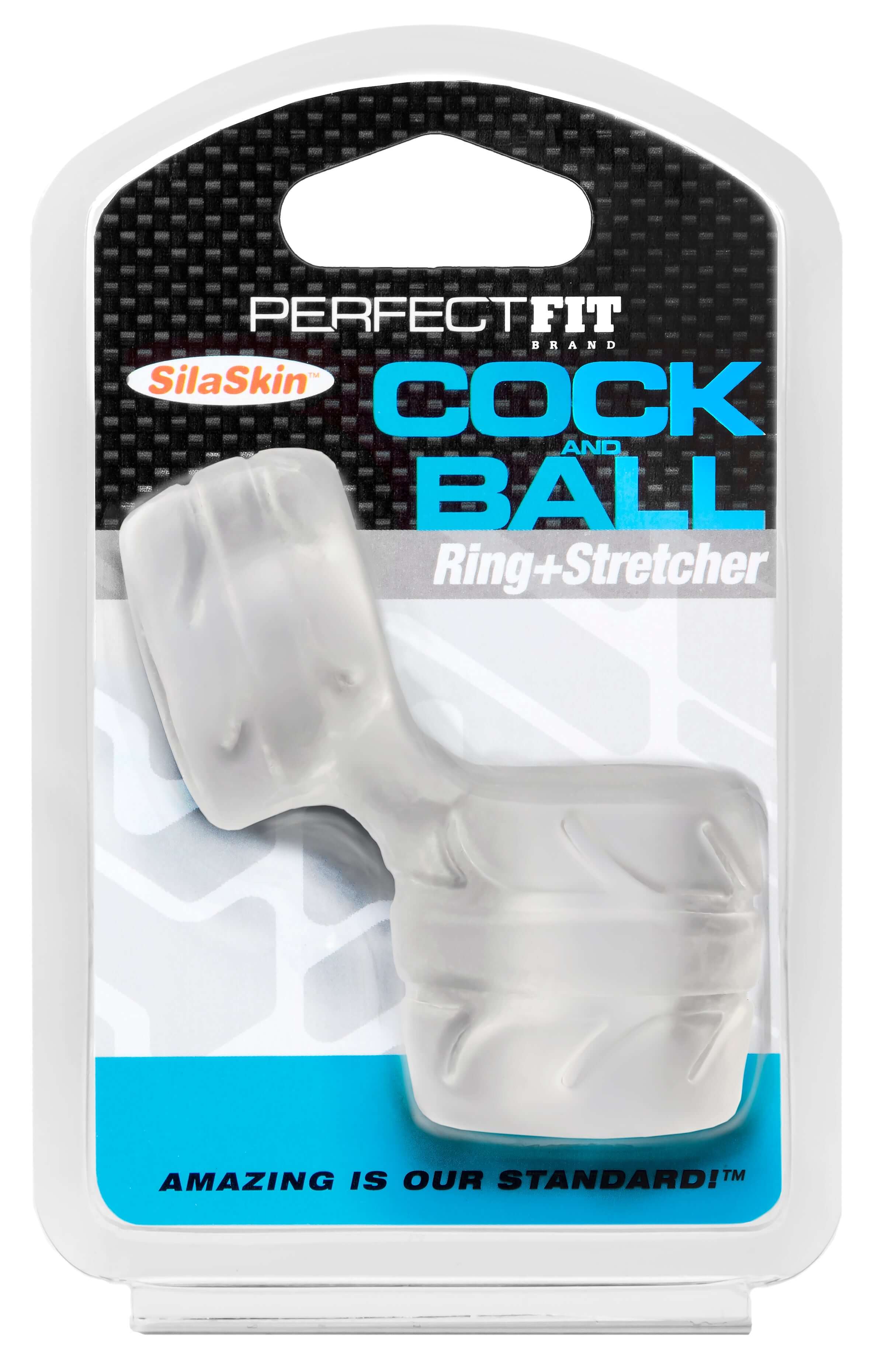 Perfect Fit Silaskin Cock Ball Ring & Stretcher Clear packaged for premium performance and comfort.