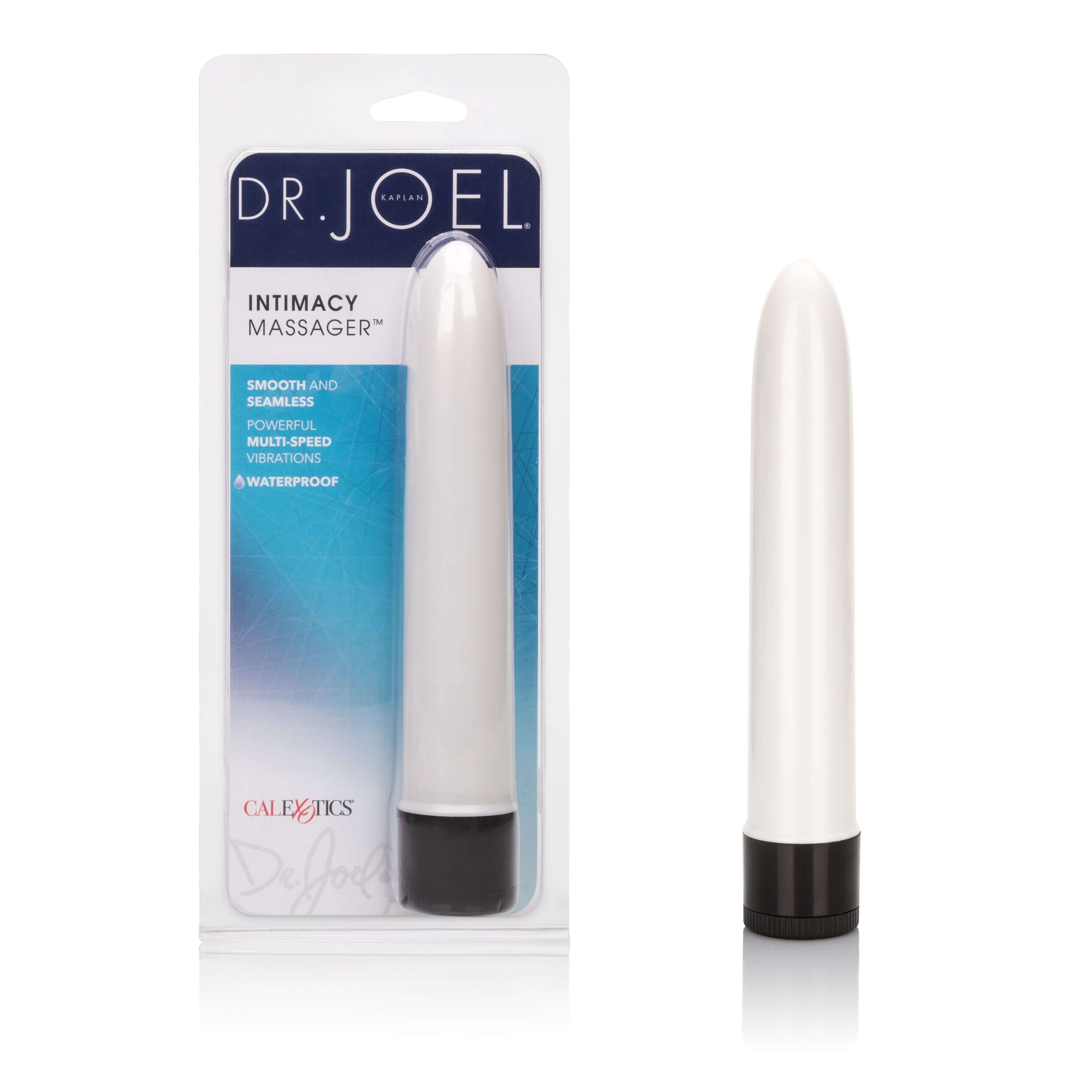 Dr Joels Intimacy Massager 6.5 Inches packaged, smooth and powerful personal massager with multi-speed vibrations.