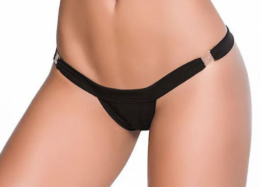 Low v Clip on Thong - Medium/large - Black-1