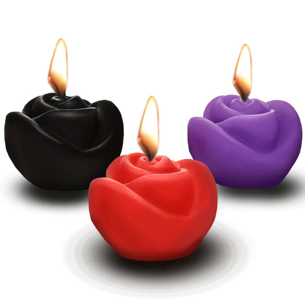 Fire Garden 3pc Rose Candle Set - Black, Purple, Red-0