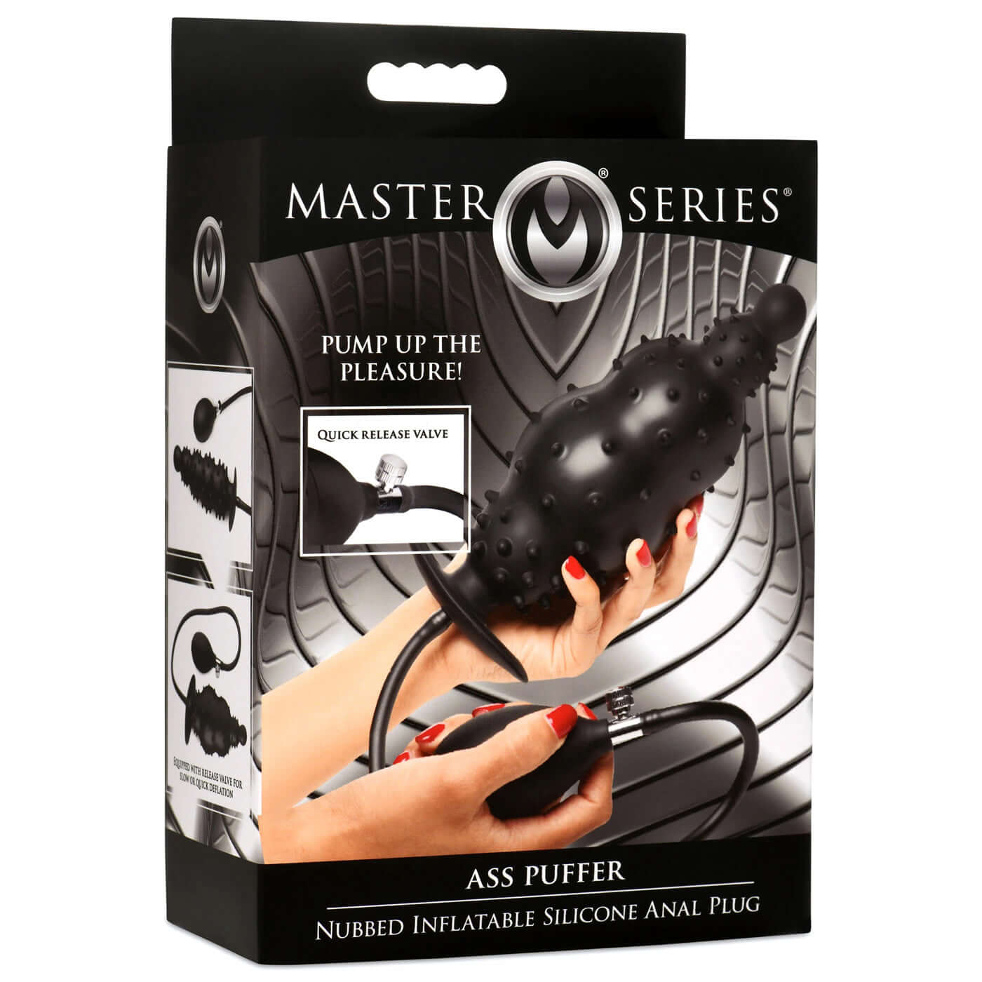 Ass Puffer Nubbed Inflatable Silicone Anal Plug - Black-0