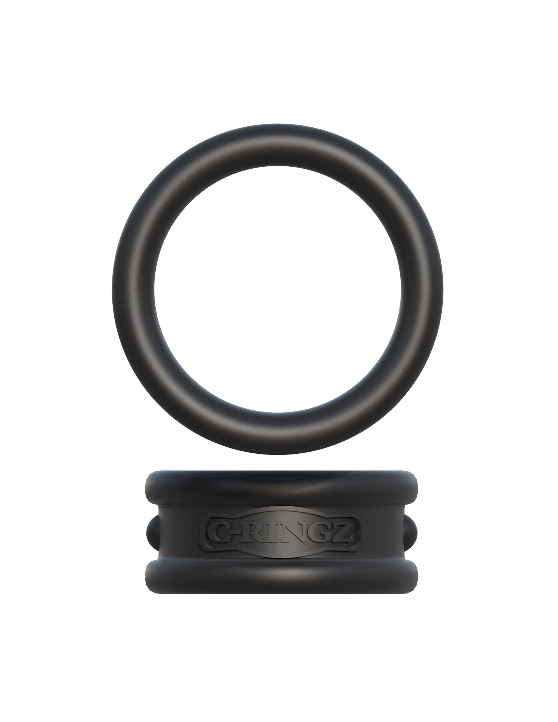 Fantasy C-Ringz Max Width Silicone Rings Black shown from the front, featuring a sleek black design for enhanced performance.