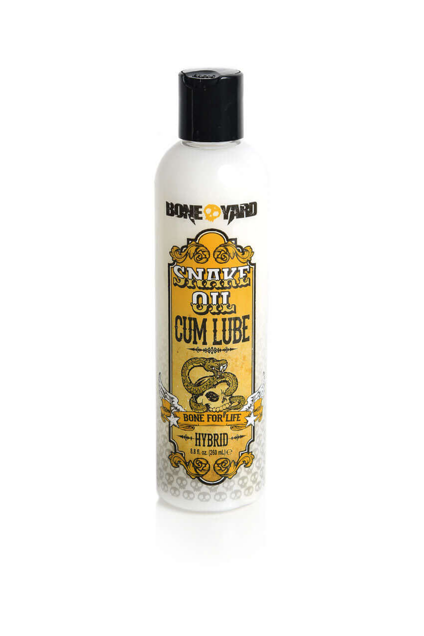 Boneyard Snake Oil Cum Lube 8.8oz bottle - hybrid blend for long-lasting, steamy sessions - sheet, condom, toy, and gear friendly