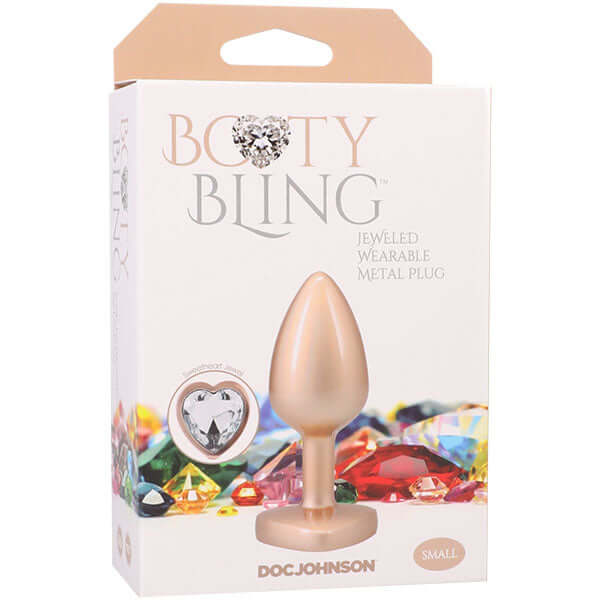 Booty Bling Metal Heart Plug - Small - Gold-0