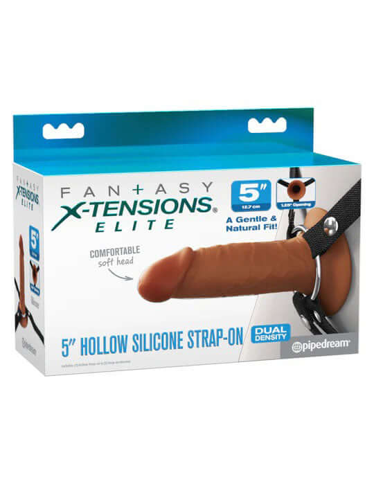 Fantasy X-Tensions Elite 5" Silicone Hollow Strap-on Dual Density - Brown-0