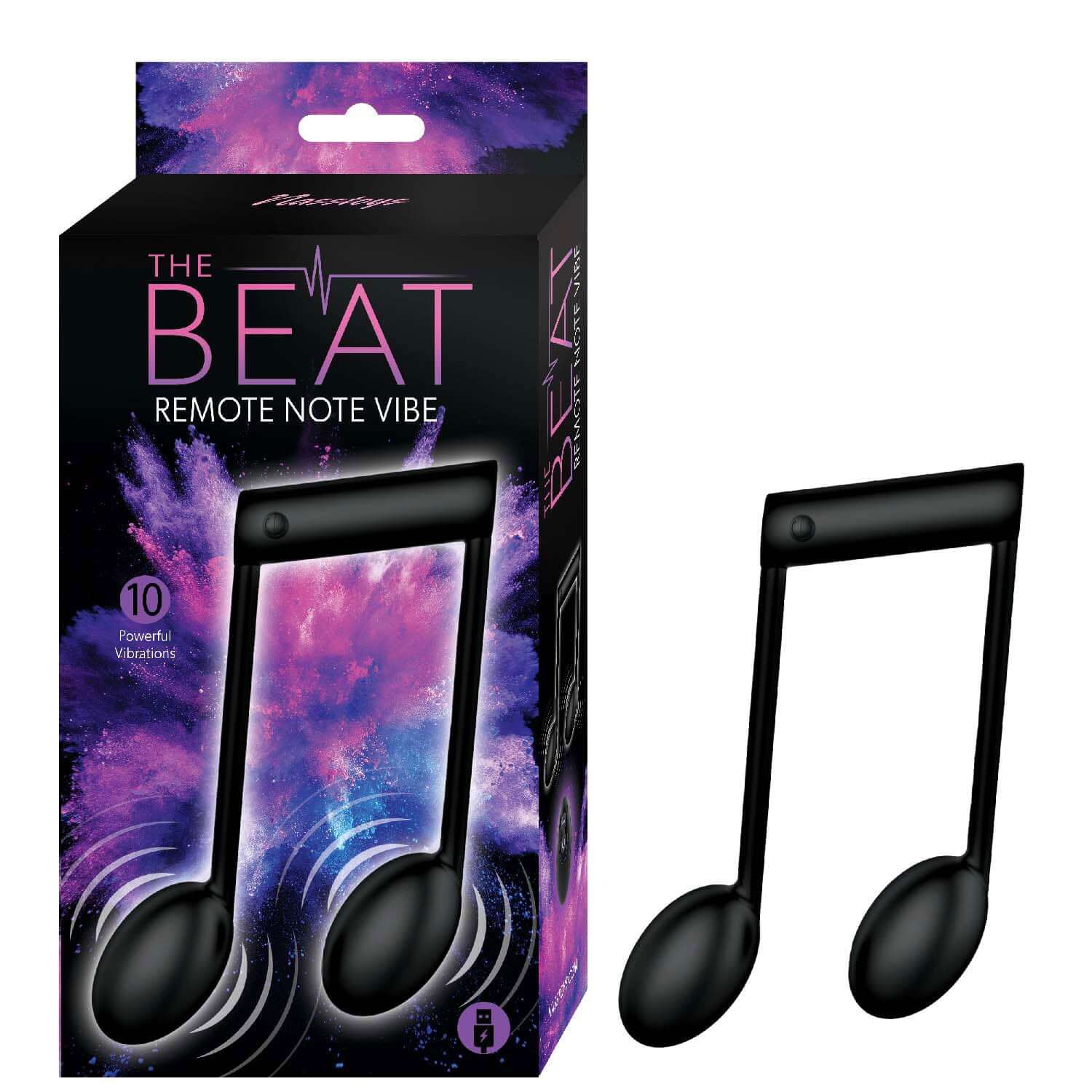 Black Beat Remote Note Vibe with 10 vibrations and music note design packaging.