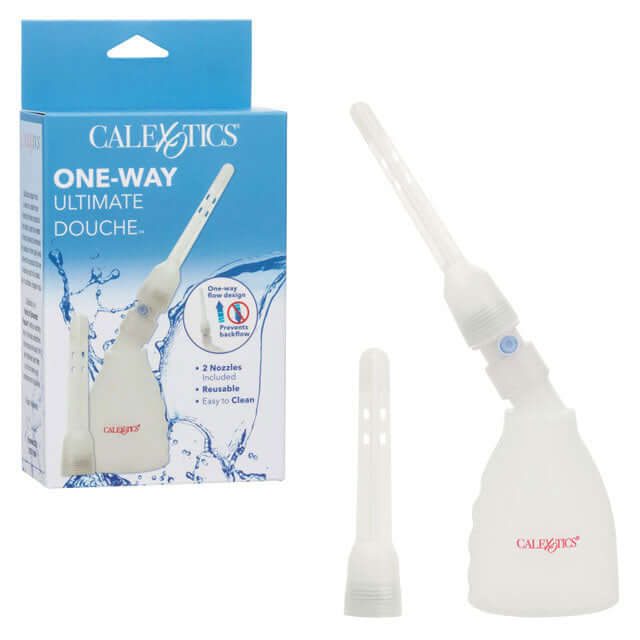 One-Way Ultimate Douche Clear cleansing system with innovative design in packaging and nozzles.
