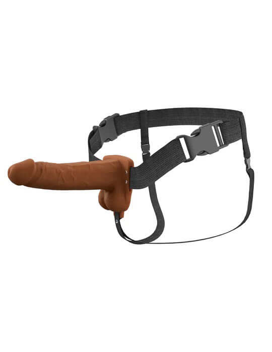 Fantasy X-Tensions Elite 7" Vibrating Hollow Silicone Strap-on - Brown-1