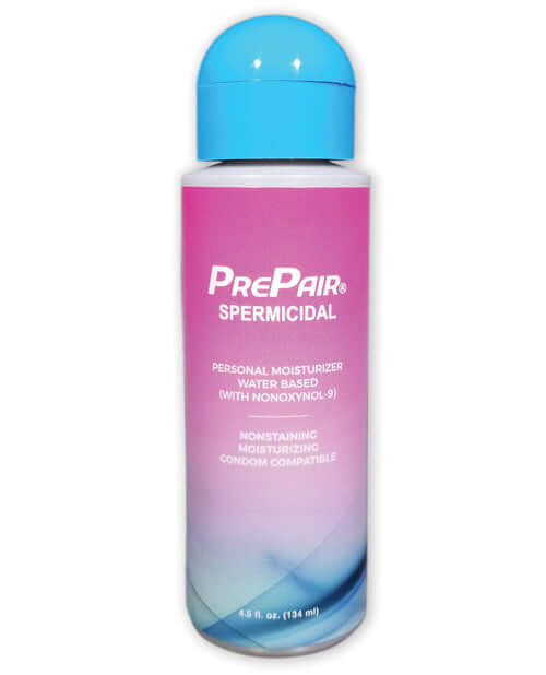 Pre Pair Spermicidal Lube 4.5 Oz Water Based personal lubricant bottle with Nonoxynol-9 for added intimacy.