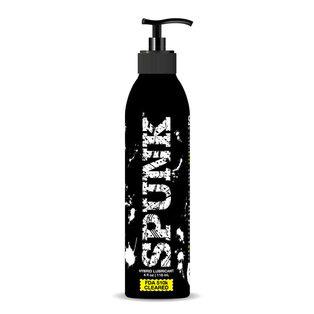Spunk Lube Hybrid Pump 4 Oz Bottle with pump top, FDA cleared premium hybrid lubricant.