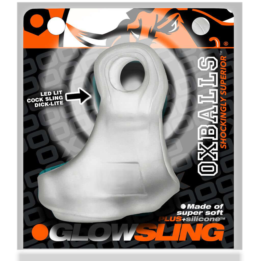 Oxballs Glowsling Cocksling LED Glow Unit in Clear Ice Packaged