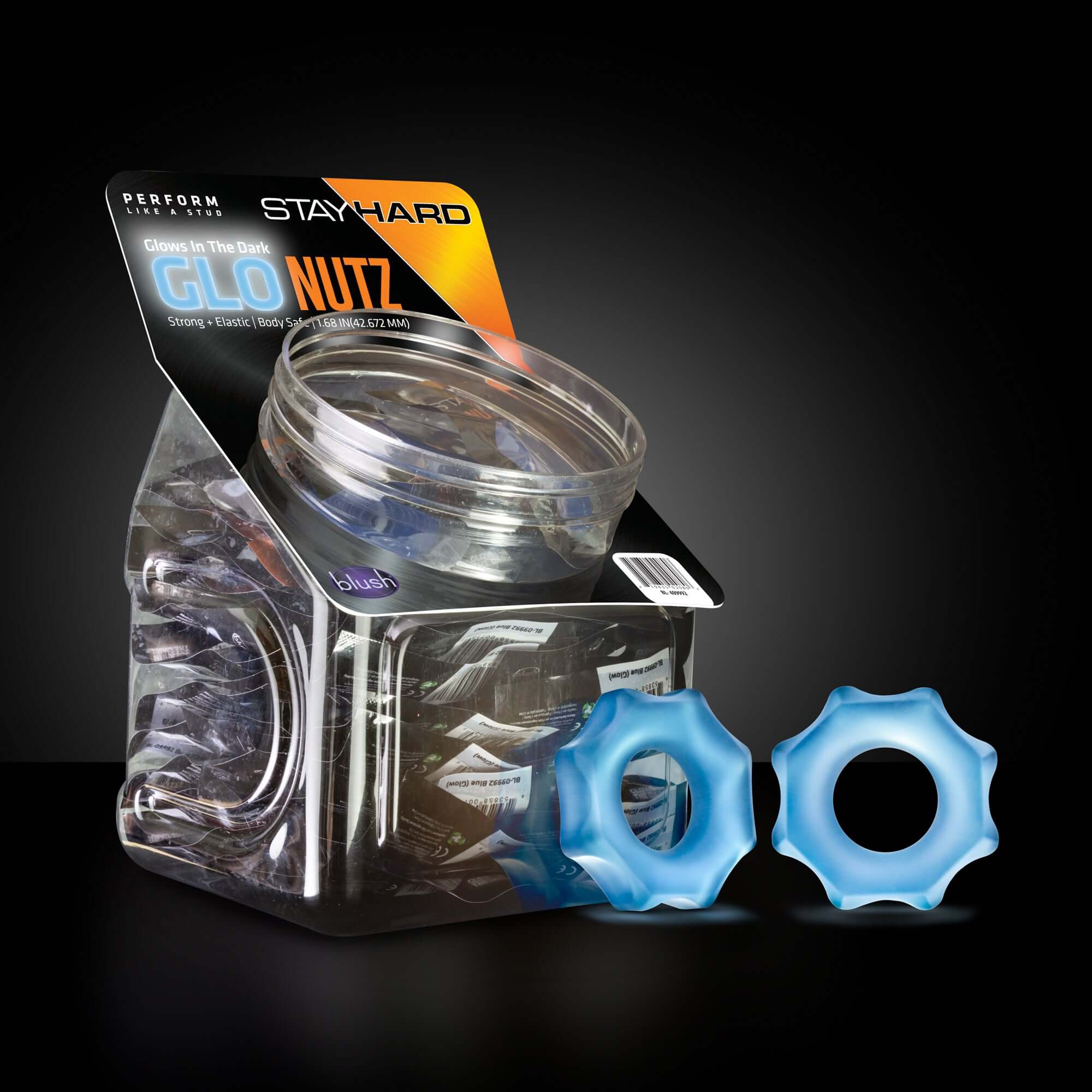 Stay Hard - Glo Nutz - 40 Piece Fishbowl - Blue-0