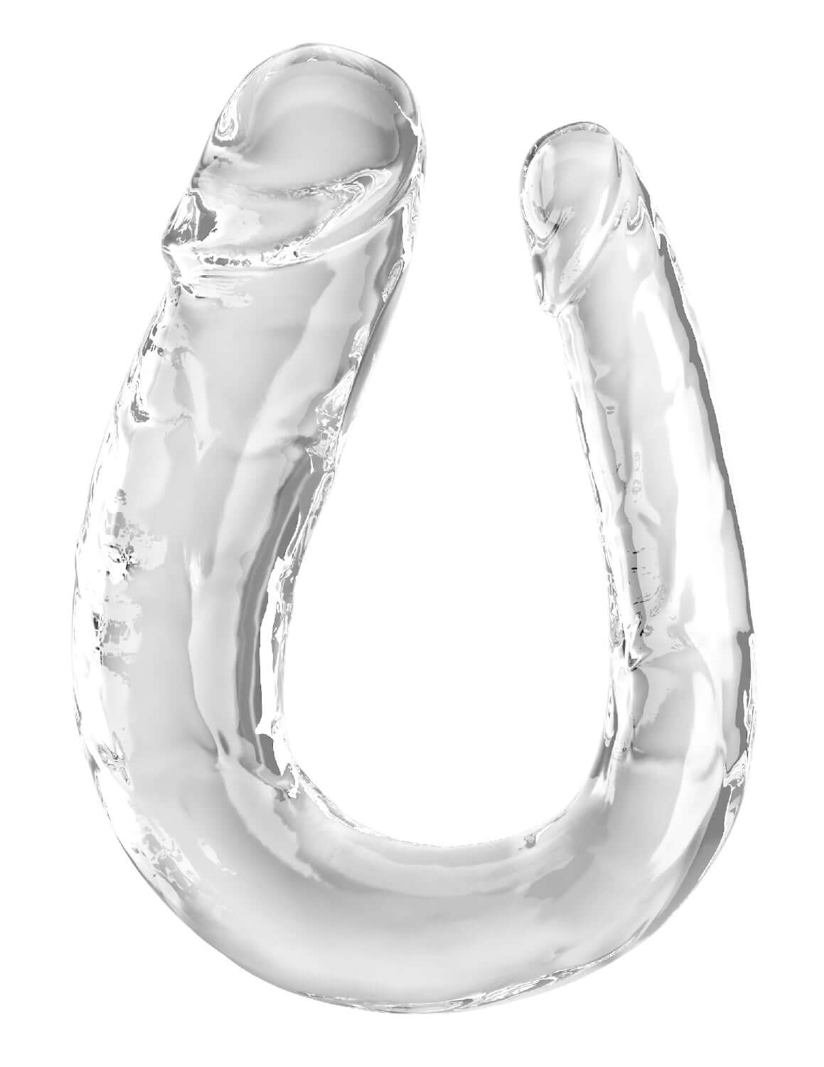 Clear King Cock Double Trouble Dildo with realistic design, flexible shaft, and detailed veins for fulfilling solo and partner play.
