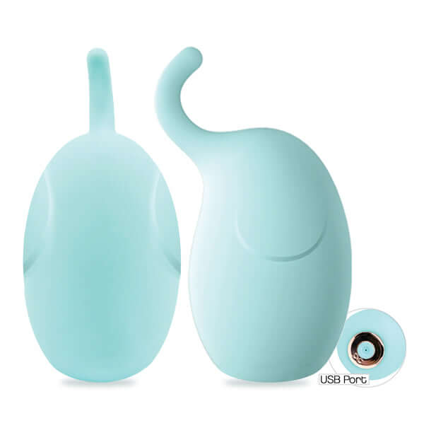 Buzzy Buddies green clitoral stimulator with USB charging port, featuring 10 vibrational patterns for enhanced pleasure.