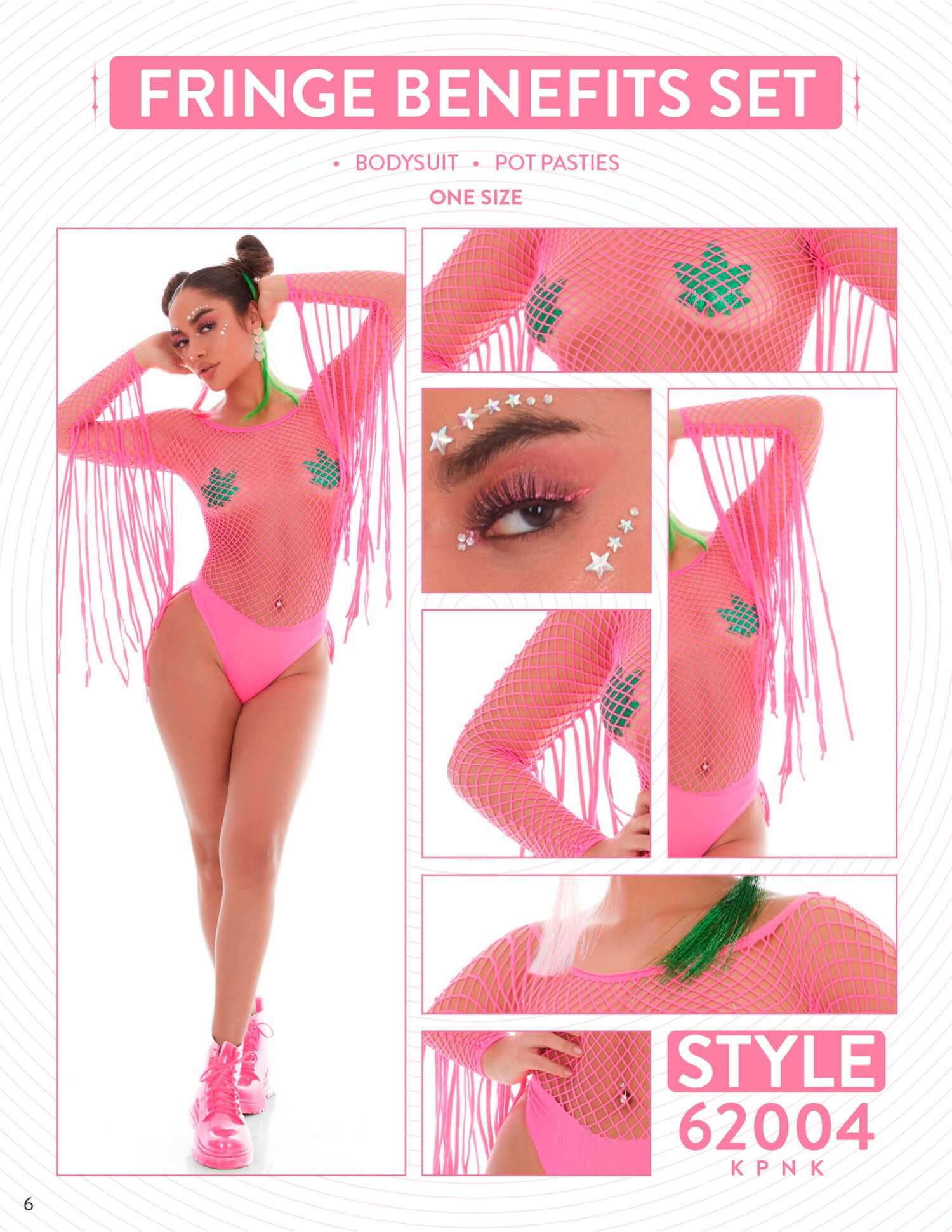 Fringe Benefits 2pc Set - One Size - Pink-1