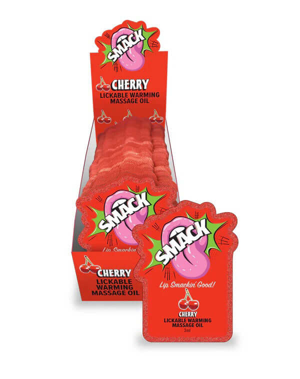 Smack Lickable Massage Oil, 3ml Pouch Display 36pc - Cherry-0
