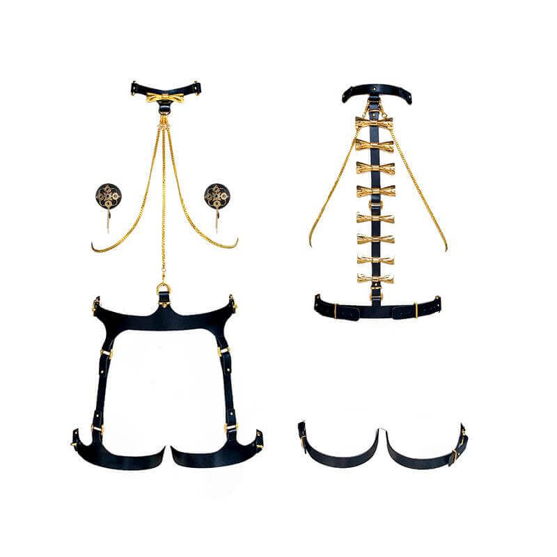 UPKO Butterfly Effect 7-piece Luxury Bondage Set with intricate design, featuring black and gold details for BDSM games.
