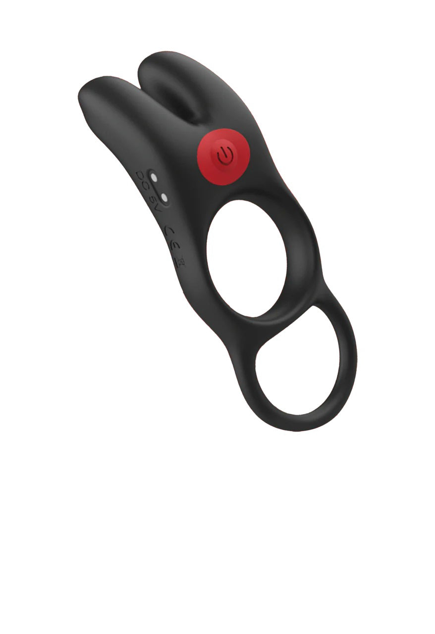 Red Dot Vibrating Cock Ring V1 With Remote - Black/red-1