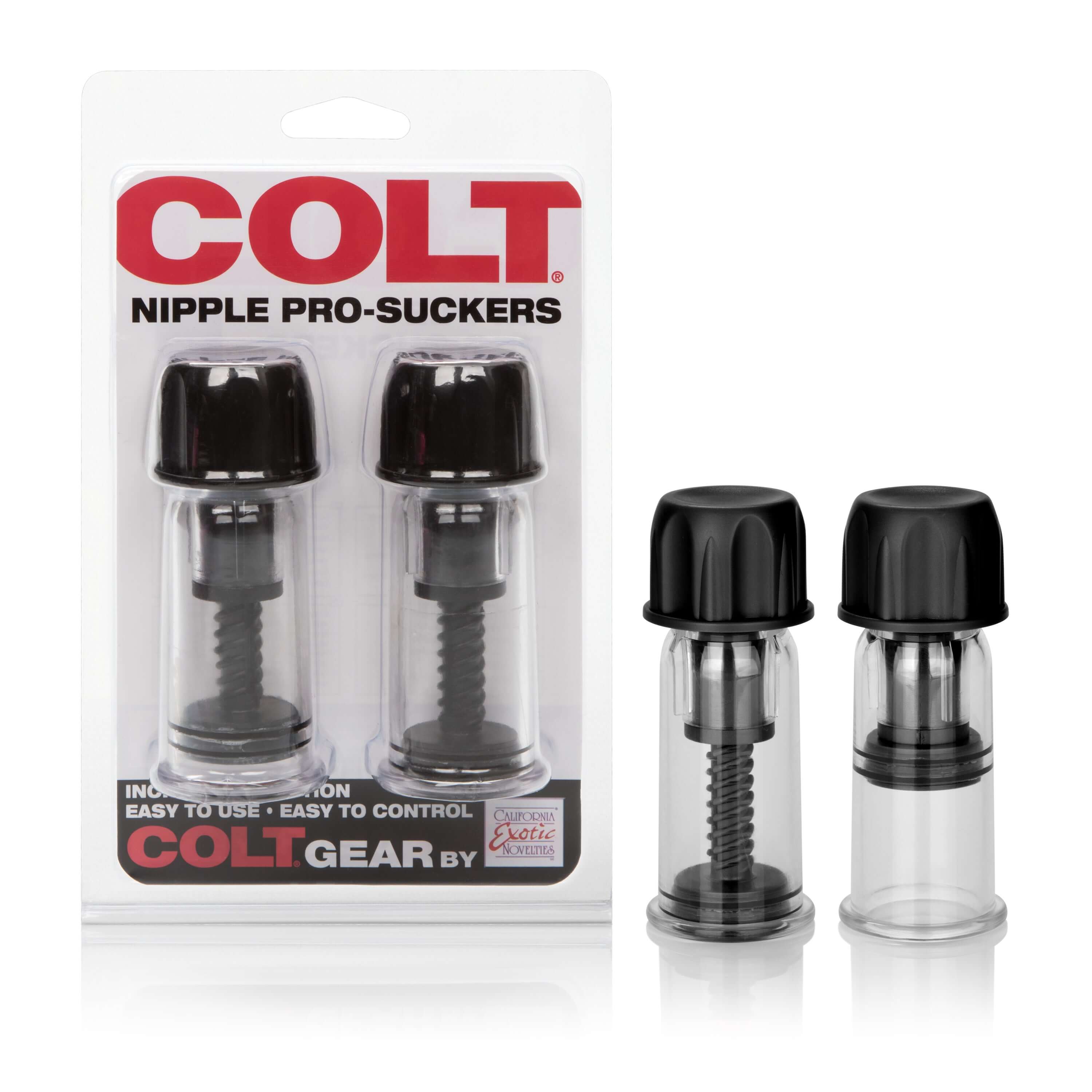 Colt Nipple Pro-Suckers Black in packaging, featuring adjustable suction for enhanced sensitivity.
