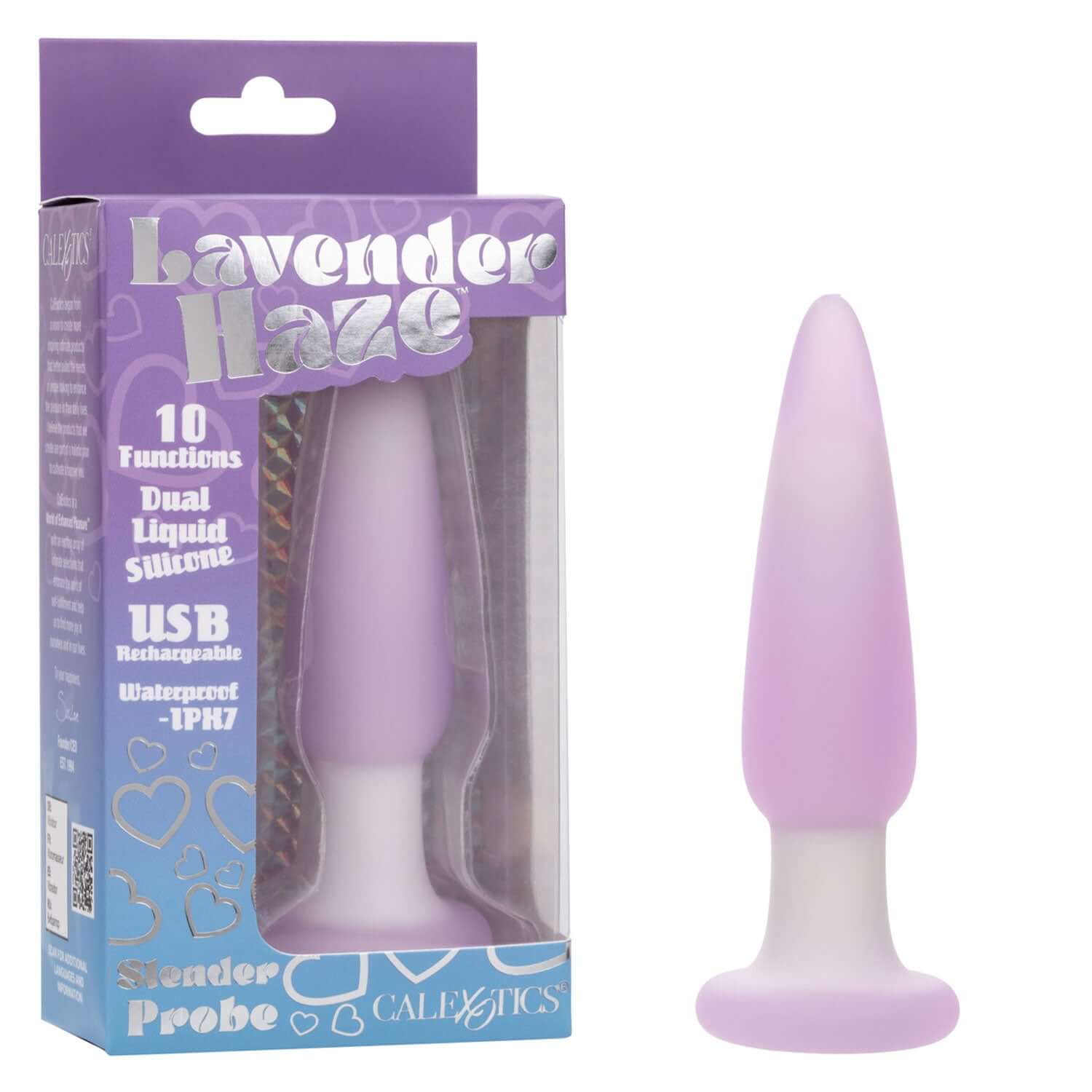Lavender Haze Slender Anal Probe with 10 functions, USB rechargeable, waterproof dual liquid silicone for pleasurable experiences.