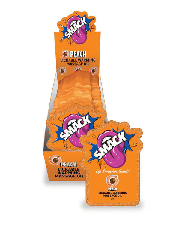 Smack Lickable Massage Oil, 3ml Pouch Display 36pc -Peach-0