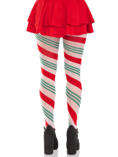 Lane Holiday Ribbon Striped Tights - Green/red - Os-1