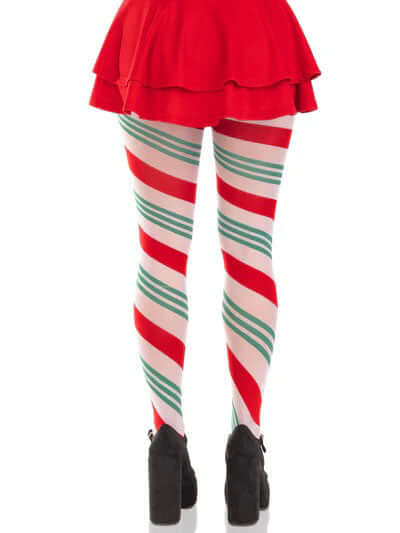 Lane Holiday Ribbon Striped Tights - Green/red - Os-1