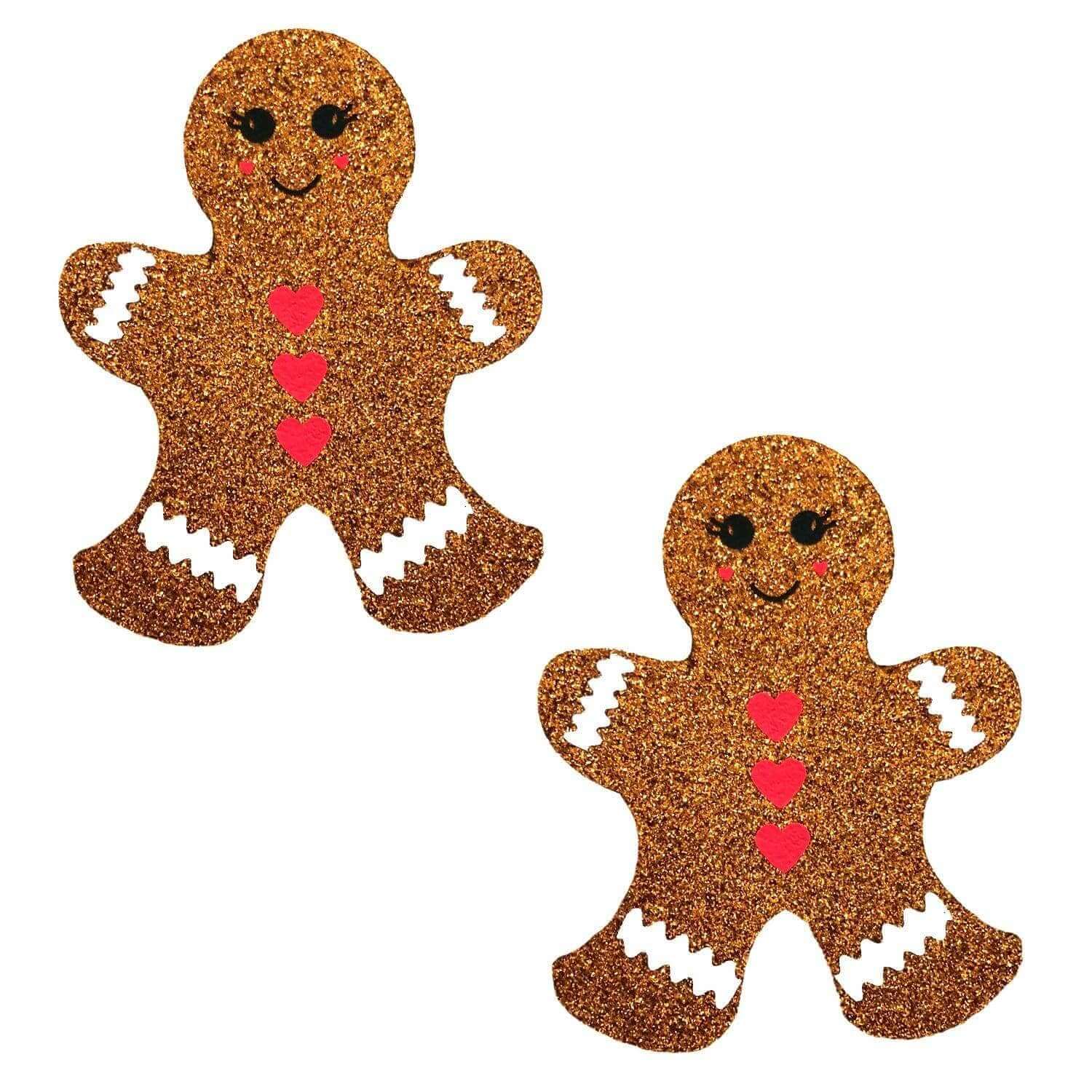 Glitter Gingerbread Man Nipple Cover Pasties-0