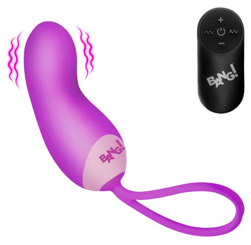 Bang Silicone Mini Vibe With Remote Purple, compact rechargeable bullet vibrator with remote control, sleek design.