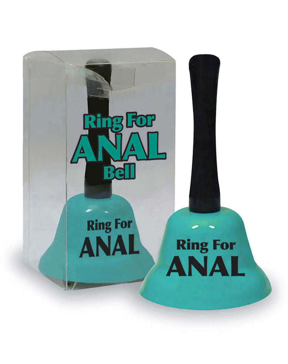 Teal Ring Bell for Anal by Little Genie, packaged and unpackaged, playful and passionate bedroom accessory.