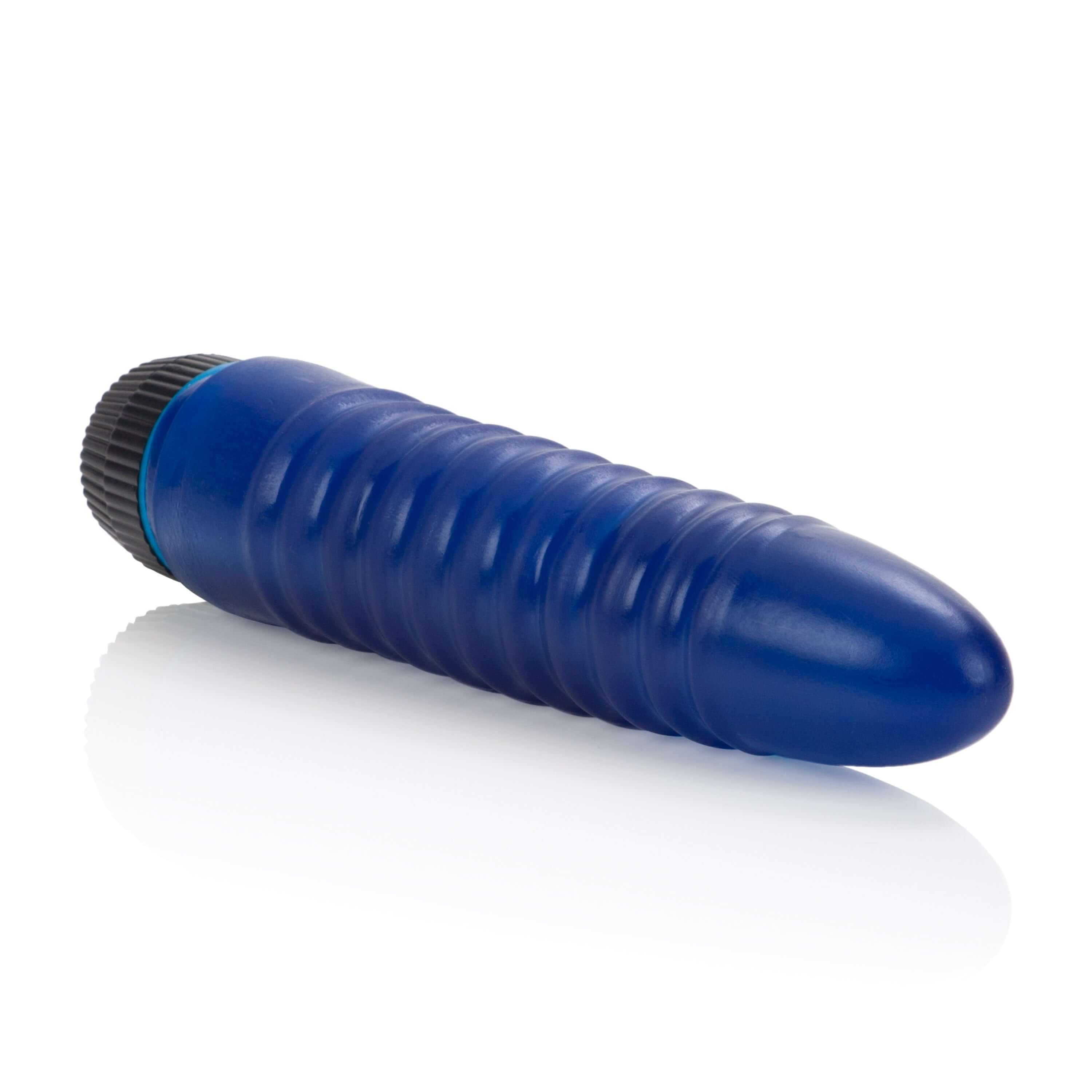 Future Flex Turbo Dyne Jelly Vibrator in blue, a soft and flexible personal massager for powerful stimulation.