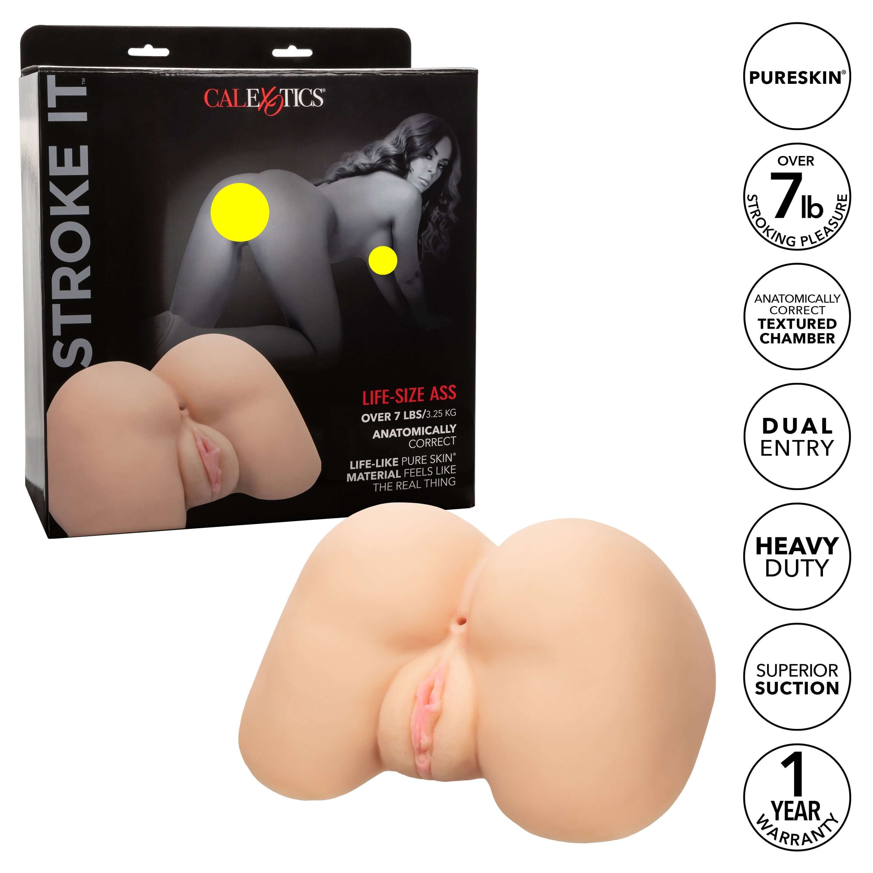 Stroke It Life-Size Ass Masturbator Ivory with realistic design and packaging from CalExotics.