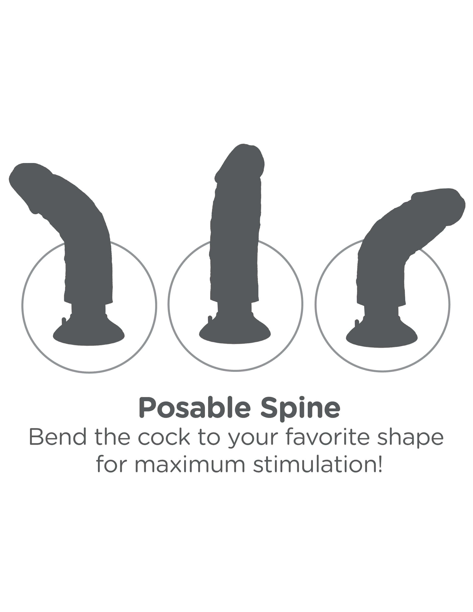 Posable Spine feature of the King Cock 8-Inch Vibrating Cock Brown for customizable stimulation.