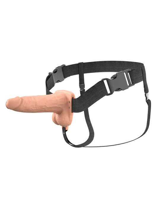Fantasy X-Tensions Elite 6 inch Vibrating Hollow Silicone Strap-on Light with adjustable harness and realistic design.