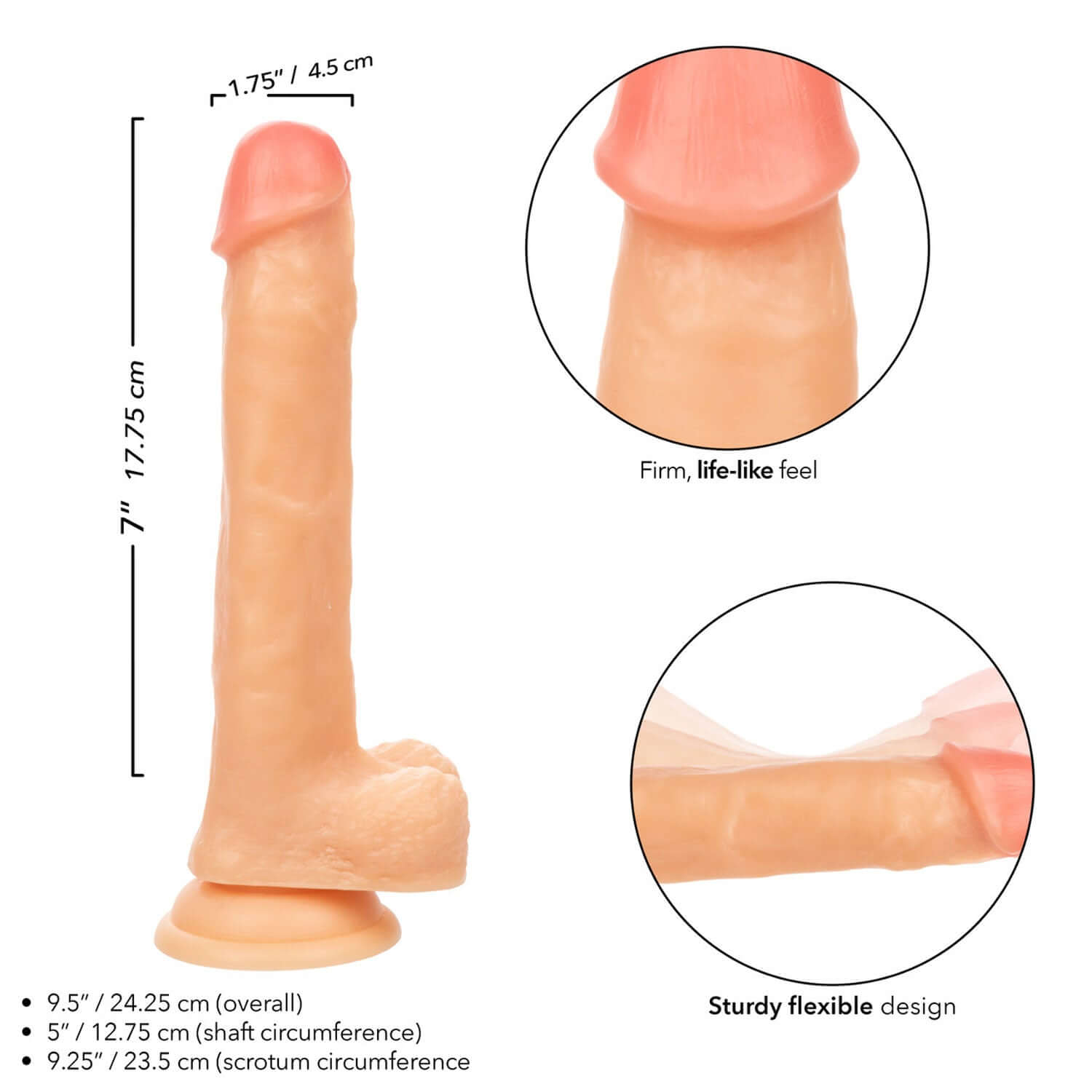 Working Stiff Cabana Boy 7" Dildo in Ivory with firm, life-like feel and sturdy suction cup base for versatile pleasure.
