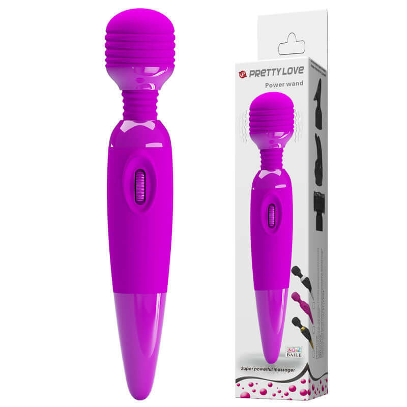 Power Wand Massager Purple, sleek design, powerful vibrations for relaxing massage and sensual stimulation.