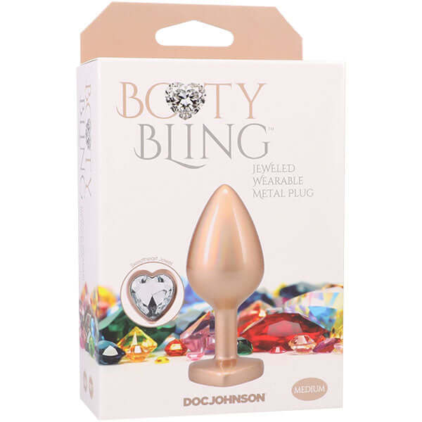Booty Bling Metal Heart Plug - Medium - Gold-0