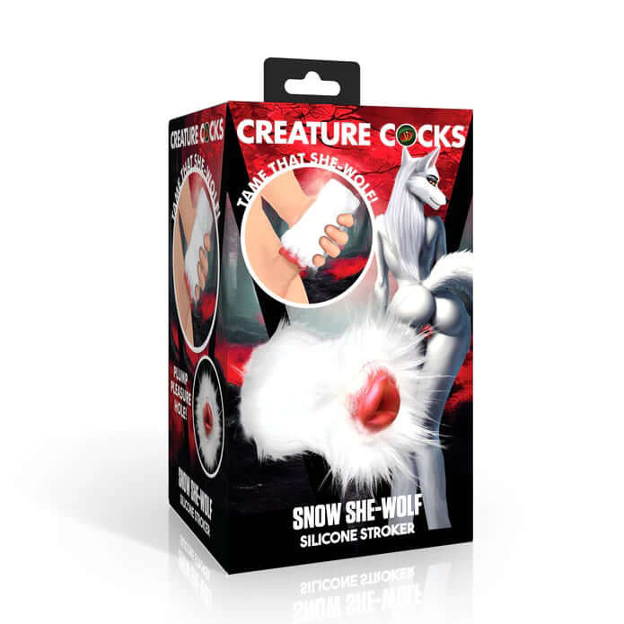 Snow She-Wolf Silicone Stroker - White-4