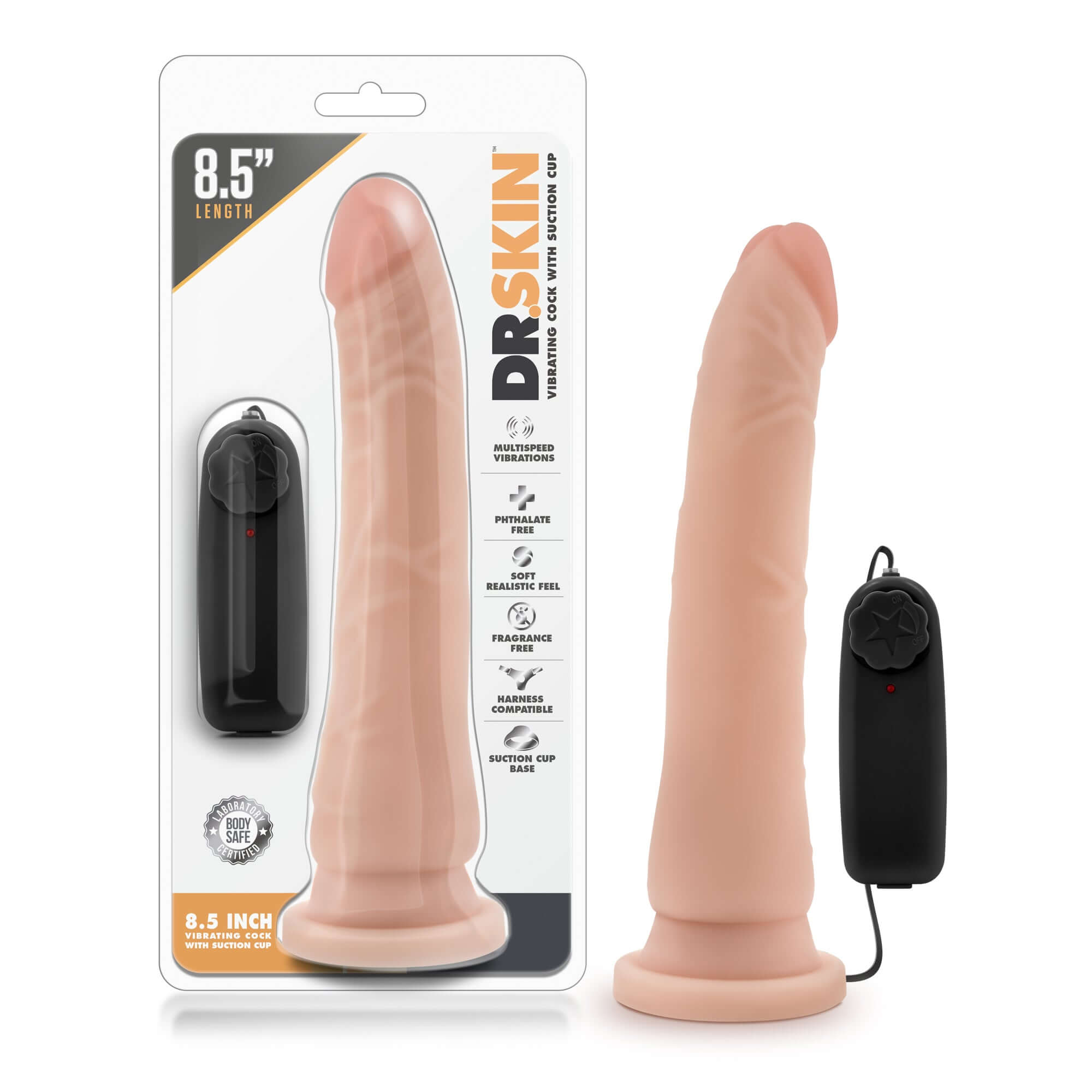 Dr. Skin - 8.5 Inch Vibrating Realistic Cock With Suction Cup - Vanilla-0