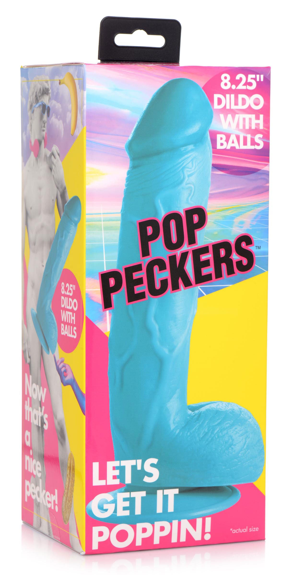 Pop Pecker 8.25 Inch Dildo With Balls - Blue-6