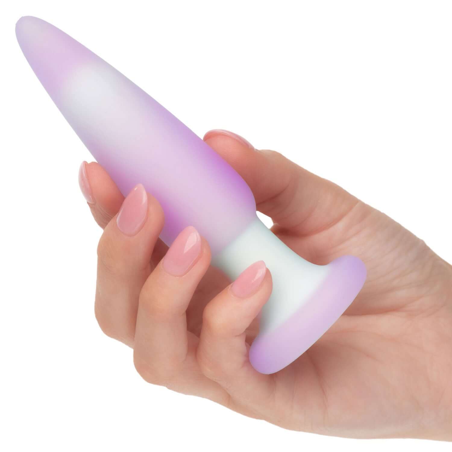 Hand holding Lavender Haze Slender Probe, showcasing its sleek ergonomic design and soft purple shading.