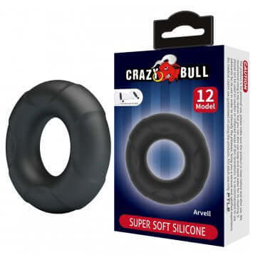 Arvell Cockring Super Soft Silicone Black displayed beside its packaging for enhanced performance and comfort.
