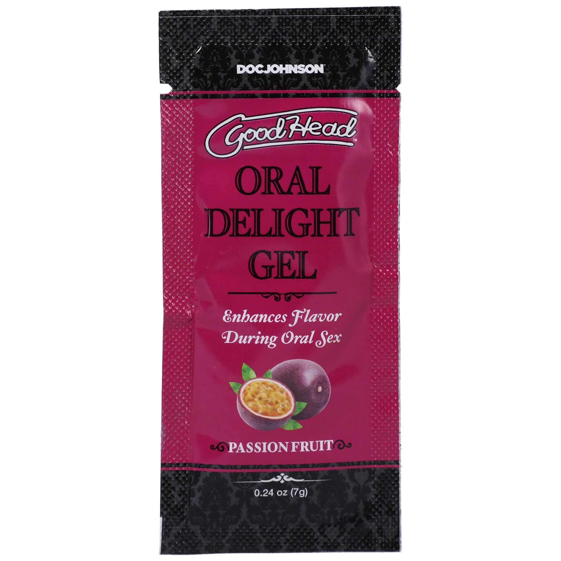Goodhead Oral Delight Gel Passion Fruit 0.24 Oz Bulk packet for enhancing flavor during intimate moments.