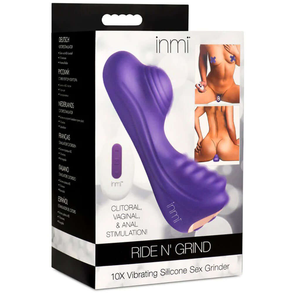 Vibrating Silicone Grinder in Purple Packaging with Remote Control