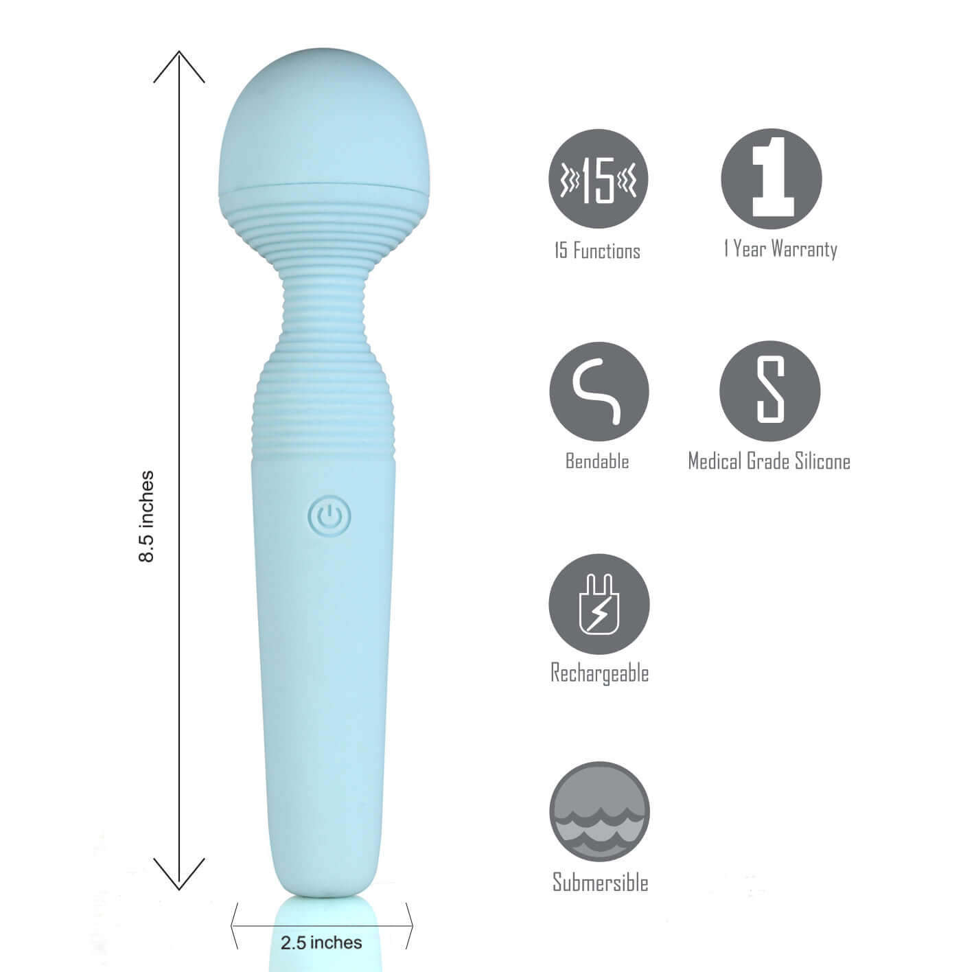 Grace Bendable Vibrating Pleasure Wand - Blue-0